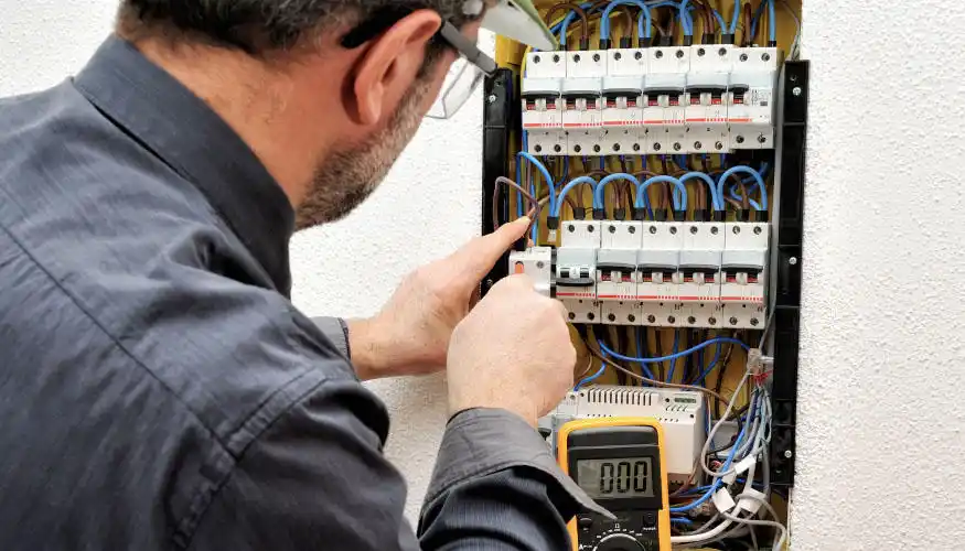 Sigorta panosunda ölçüm yapan elektrik ustası